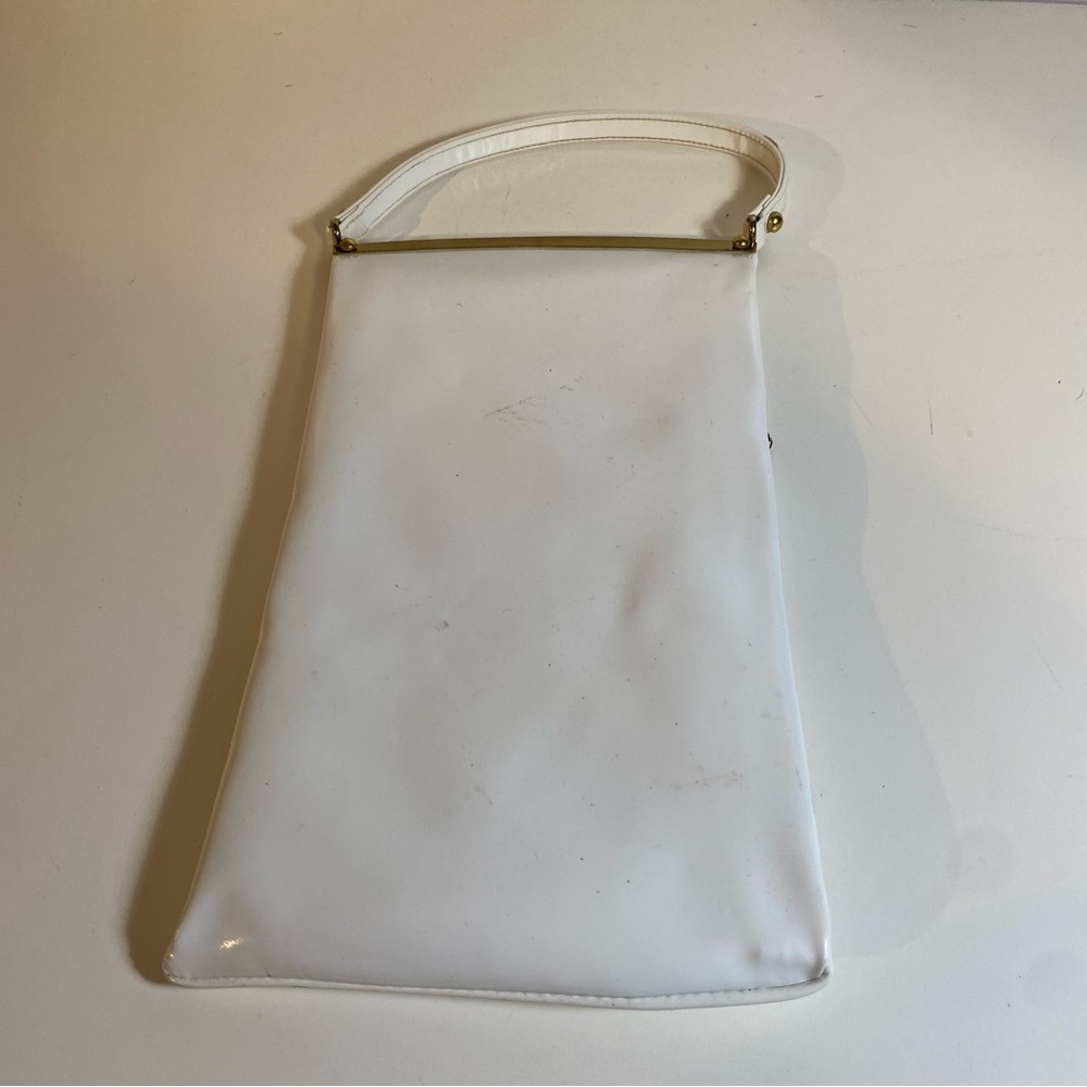 Vintage 50s-60s Theodor of California White Top Handle Side Edge Zipper Handbag